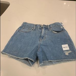 NWT Old Navy Girls denim shorts with fain heart pattern